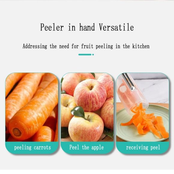 Stainless Steel Peeler with Container Vegetable Kitchen Gadget Storage - Picture 7 of 13
